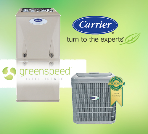 Carrier air conditioner and furnace unit featuring greenspeed intelligence
